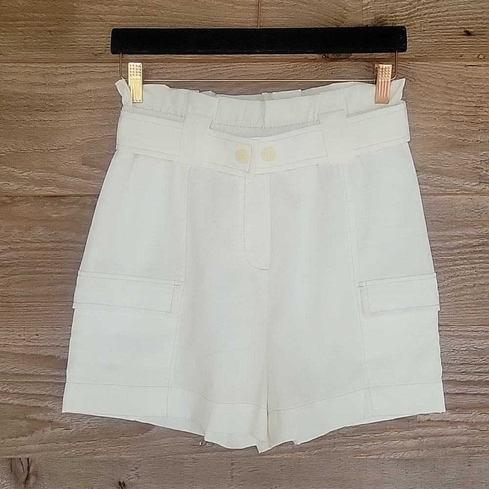 NWT Anthropologie Moon River Paper Bag Shorts White Size XSmall